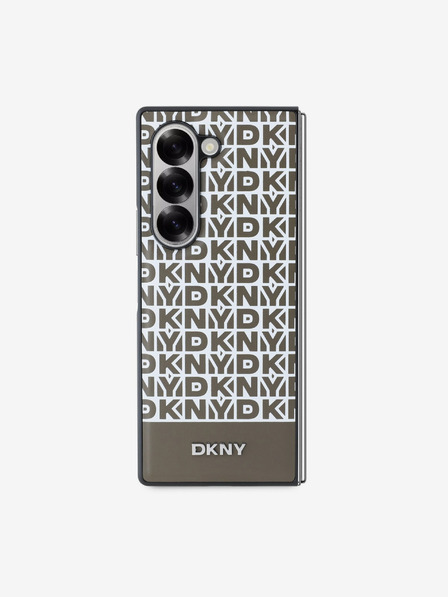 DKNY DKNY PU Leather Repeat Pattern Bottom Stripe MagSafe Back Cover pentru Samsung Galaxy Z Fold 6 Brown