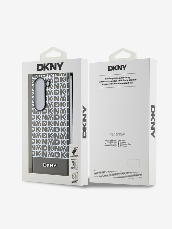 DKNY DKNY PU Leather Repeat Pattern Bottom Stripe MagSafe Back Cover pentru Samsung Galaxy Z Fold 6 Brown