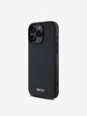 DKNY DKNY PU din piele Silver Metal Logo Magsafe Back Cover pentru iPhone 16 Pro negru
