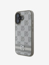 DKNY DKNY PU Leather Checkered Pattern și Stripe Back Cover pentru iPhone 16 Bej