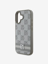 DKNY DKNY PU Leather Checkered Pattern și Stripe Back Cover pentru iPhone 16 Bej