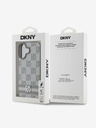 DKNY DKNY PU Leather Checkered Pattern și Stripe Back Cover pentru iPhone 16 Bej