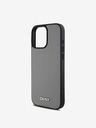DKNY DKNY PU Leather Silver Metal Logo Magsafe Back Cover pentru iPhone 16 Pro Max Grey