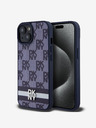 DKNY DKNY PU din piele cu model în carouri și dungi Back Cover pentru iPhone 15 albastru