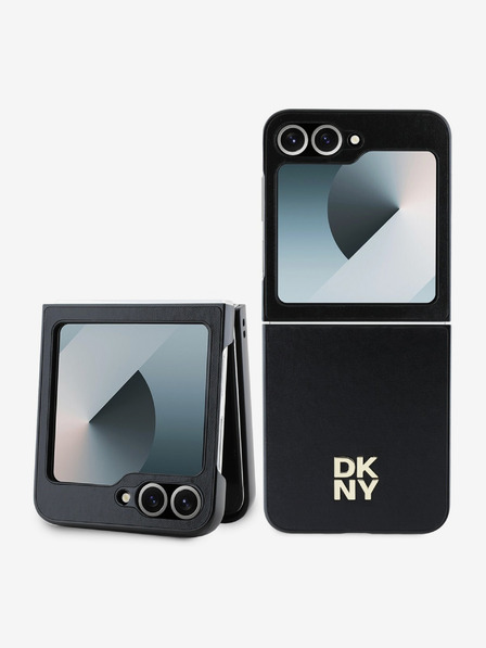DKNY DKNY PU Leather Stack Logo Back Cover pentru Samsung Galaxy Z Flip 6 Negru