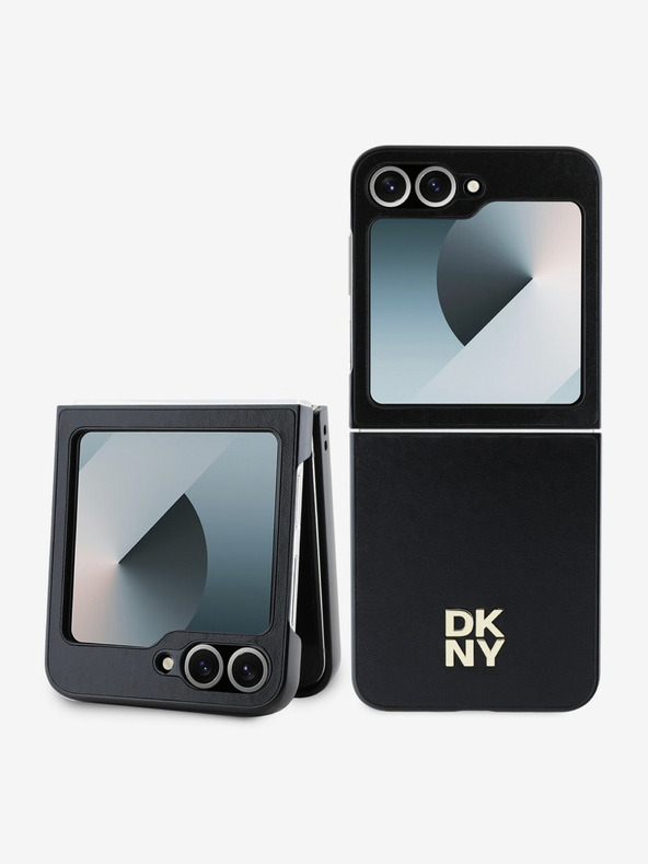 DKNY DKNY PU Leather Stack Logo Back Cover pentru Samsung Galaxy Z Flip 6 Negru