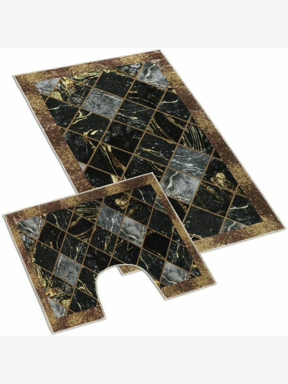 Bellatex Covoraș pentru baie și toaletă marmură maro 3D Bellatex