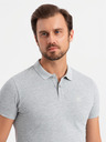 Ombre Clothing Tricou polo din bumbac pentru bărbați BASIC - negru/gri metalizat/alb V2 OM-POBS-0133 Ombre Clothing