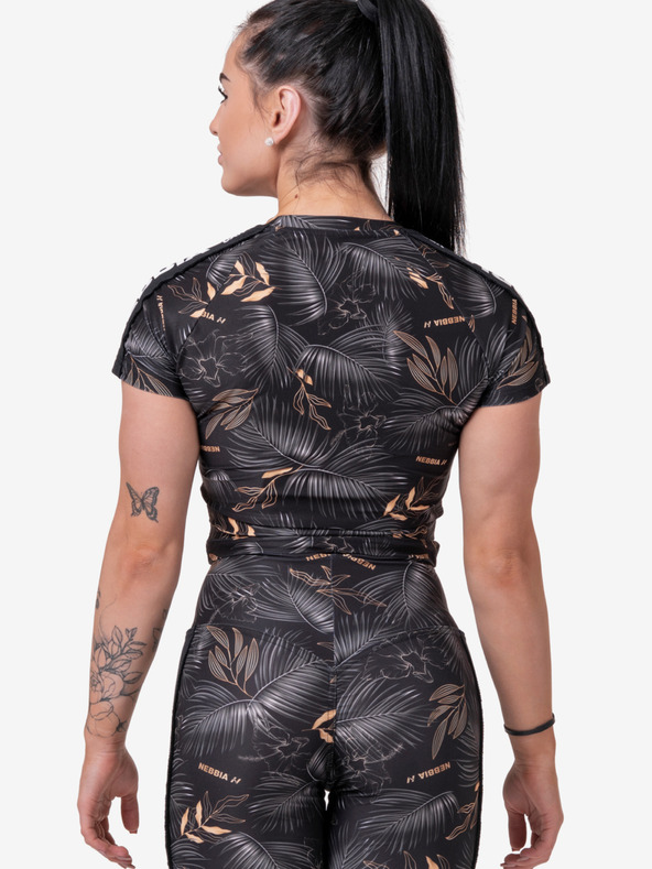 Nebbia Cămașă scurtă cu model pentru femei, neagră Nebbia