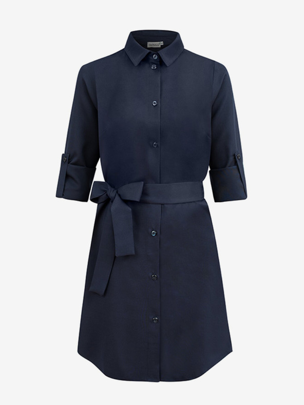 numoco Rochie cămașă cu nasturi - albastru închis Numoco