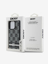 DKNY DKNY PU Leather Checkered Pattern și Stripe Back Cover pentru iPhone 16 Pro Max negru