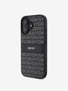 DKNY DKNY PU Leather Repeat Pattern Tonal Stripe Back Cover pentru iPhone 16 Plus negru