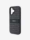 DKNY DKNY PU Leather Repeat Pattern Tonal Stripe Back Cover pentru iPhone 16 Plus negru