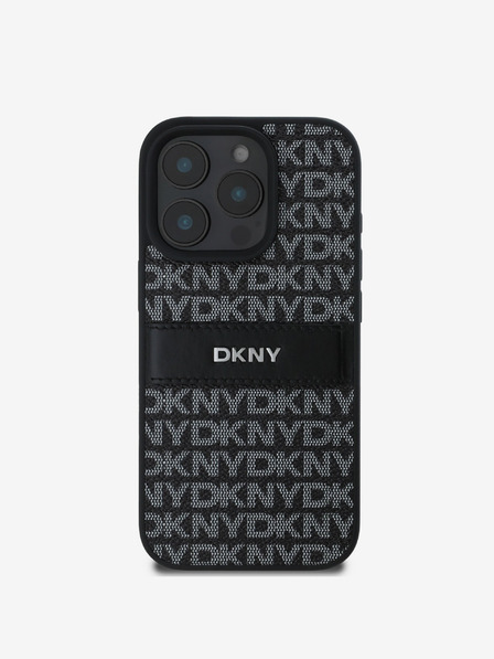 DKNY DKNY PU Leather Repeat Pattern Tonal Stripe Back Cover pentru iPhone 16 Pro Max Black