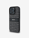 DKNY DKNY PU Leather Repeat Pattern Tonal Stripe Back Cover pentru iPhone 16 Pro Max Black