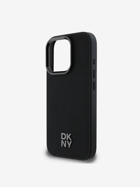 DKNY DKNY PU Leather Stack Logo Magsafe Back Cover pentru iPhone 16 Pro negru