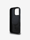 DKNY DKNY PU Leather Stack Logo Magsafe Back Cover pentru iPhone 16 Pro negru