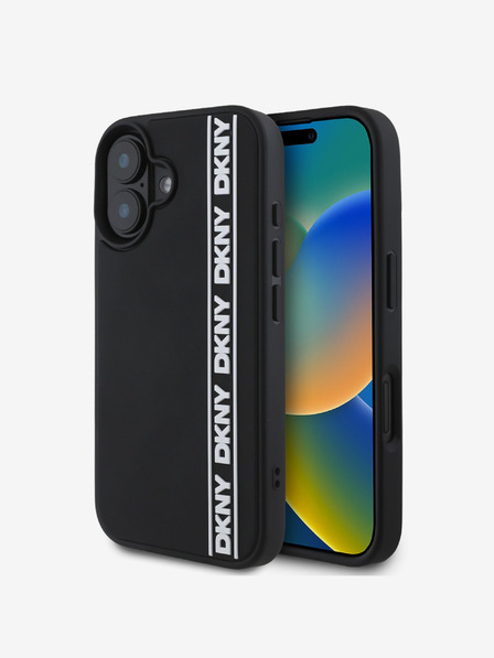 DKNY DKNY 3D cauciuc Repeat Logo Line Back Cover pentru iPhone 16 negru