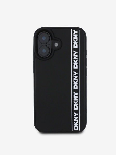 DKNY DKNY 3D cauciuc Repeat Logo Line Back Cover pentru iPhone 16 negru
