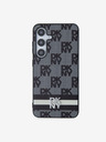 DKNY DKNY PU Leather Checkered Pattern and Stripe Back Cover pentru Samsung Galaxy S24+ Negru