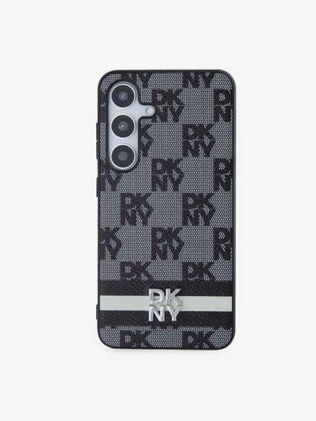 DKNY DKNY PU Leather Checkered Pattern and Stripe Back Cover pentru Samsung Galaxy S24+ Negru