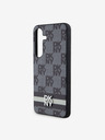 DKNY DKNY PU Leather Checkered Pattern and Stripe Back Cover pentru Samsung Galaxy S24+ Negru