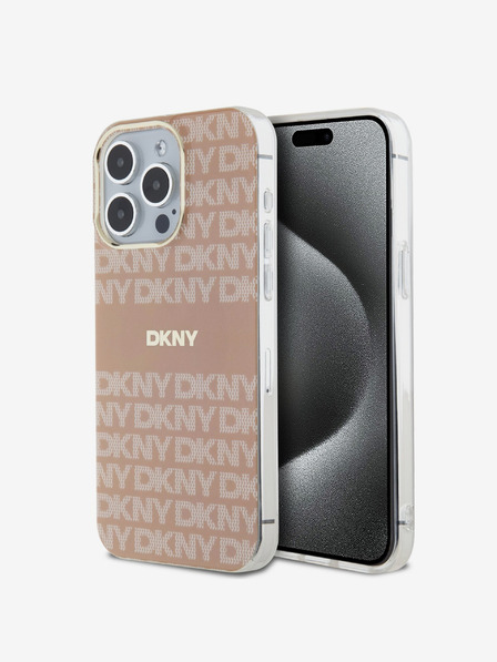 DKNY PC/TPU Repeat Pattern Tonal Stripe Magsafe Back Cover pentru iPhone 15 Pro Max roz DKNY