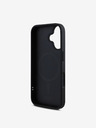 DKNY DKNY PU piele Silver Metal Logo Magsafe Back Cover pentru iPhone 16 Plus negru