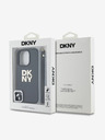 DKNY DKNY PU Leather Stack Logo Wrist Strap Back Cover pentru iPhone 16 Pro Black