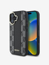 DKNY DKNY PU piele Checkered Pattern Magsafe Back Cover pentru iPhone 16 negru