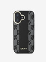 DKNY DKNY PU piele Checkered Pattern Magsafe Back Cover pentru iPhone 16 negru