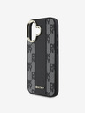 DKNY DKNY PU piele Checkered Pattern Magsafe Back Cover pentru iPhone 16 negru