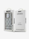 DKNY DKNY PU Leather Checkered Pattern și Stripe Back Cover pentru iPhone 16 Pro Bej