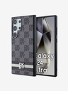 DKNY DKNY PU Leather Checkered Pattern și Stripe Back Cover pentru Samsung Galaxy S24 Ultra negru