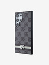DKNY DKNY PU Leather Checkered Pattern și Stripe Back Cover pentru Samsung Galaxy S24 Ultra negru