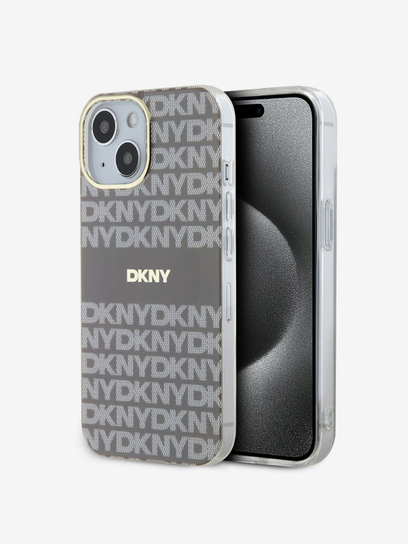 DKNY PC/TPU Repeat Pattern Tonal Stripe Magsafe Back Cover pentru iPhone 14 bej DKNY