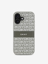 DKNY DKNY PU Leather Repeat Pattern Tonal Stripe Back Cover pentru iPhone 16 Bej