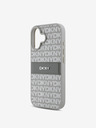 DKNY DKNY PU Leather Repeat Pattern Tonal Stripe Back Cover pentru iPhone 16 Bej