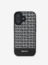 DKNY DKNY PU Leather Repeat Pattern Bottom Stripe MagSafe Back Cover pentru iPhone 16 Plus negru