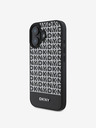 DKNY DKNY PU Leather Repeat Pattern Bottom Stripe MagSafe Back Cover pentru iPhone 16 Plus negru