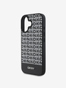 DKNY DKNY PU Leather Repeat Pattern Bottom Stripe MagSafe Back Cover pentru iPhone 16 Plus negru