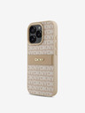 DKNY DKNY PU Leather Repeat Pattern Tonal Stripe Back Cover pentru iPhone 16 Pro Max roz