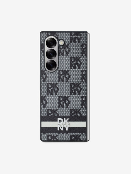DKNY DKNY PU Leather Checkered Pattern and Stripe Back Cover pentru Samsung Galaxy Z Fold 6 Negru