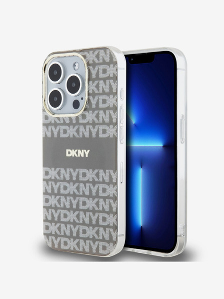 DKNY PC/TPU Repeat Pattern Tonal Stripe Magsafe Back Cover pentru iPhone 15 Pro Max bej DKNY