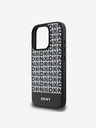 DKNY DKNY PU Leather Repeat Pattern Bottom Stripe MagSafe Back Cover pentru iPhone 16 Pro Max negru