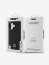 DKNY DKNY PU Leather Stack Logo Magsafe Back Cover pentru iPhone 16 negru