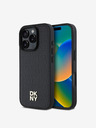 DKNY DKNY PU Leather Repeat Pattern Stack Logo MagSafe Back Cover pentru iPhone 16 Pro Max negru