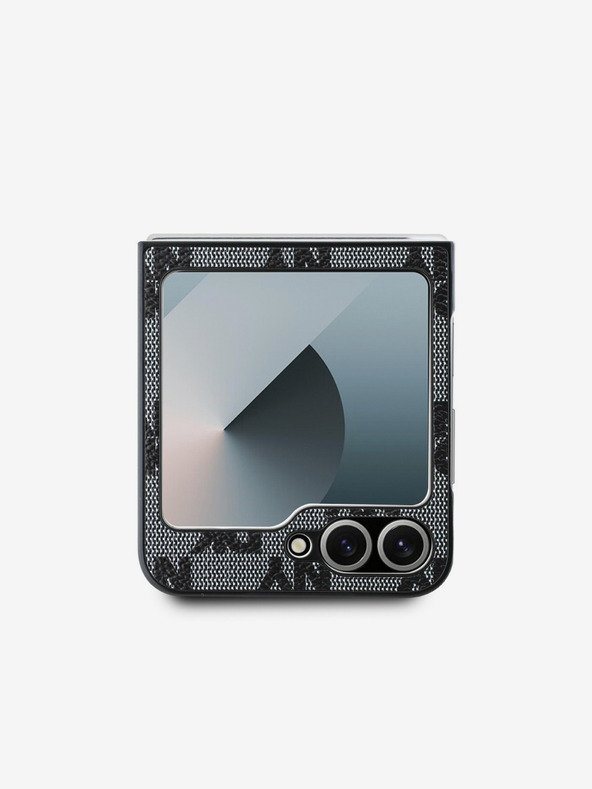 DKNY DKNY PU Leather Checkered Pattern and Stripe Back Cover pentru Samsung Galaxy Z Flip 6 Negru