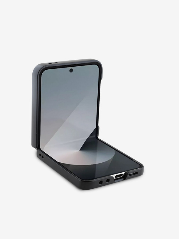 DKNY DKNY PU Leather Checkered Pattern and Stripe Back Cover pentru Samsung Galaxy Z Flip 6 Negru