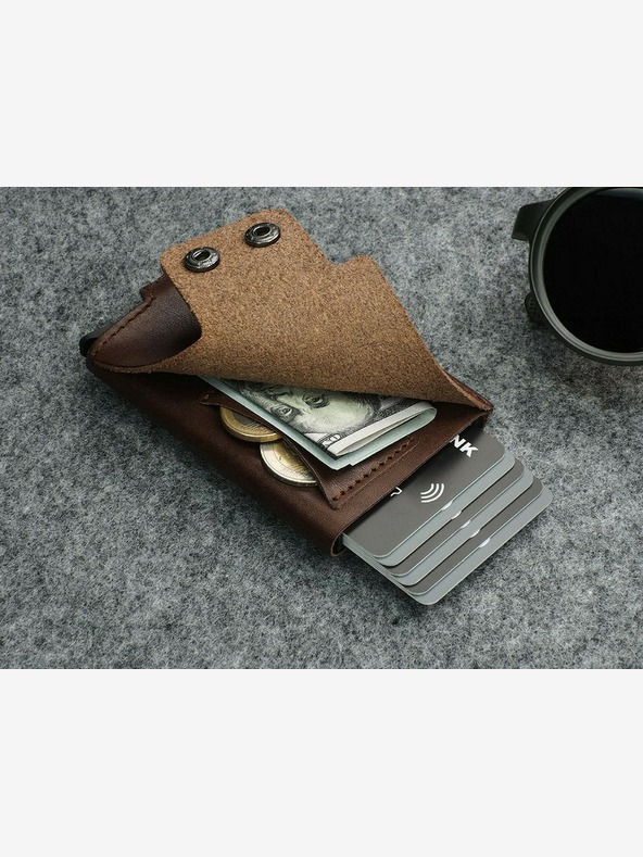 Pularys Portofel din piele pentru bărbați Pularys Funky maro